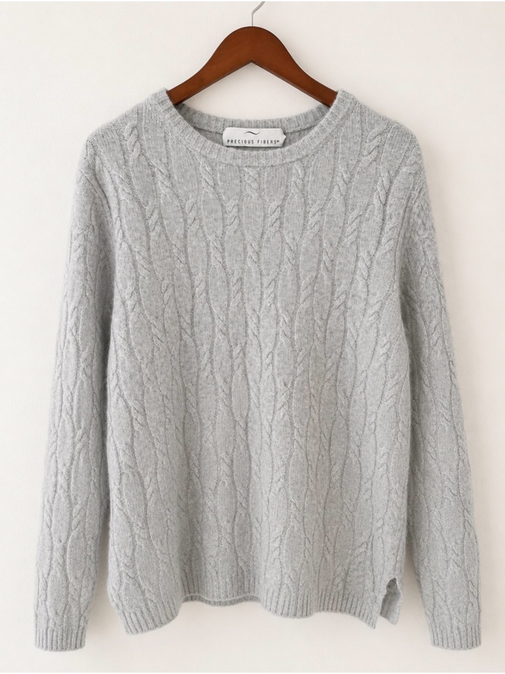 Precious Fibers 100% Cashmere Cable Knit Sweater Gray Size 1X Luxury Soft - Picture 2 of 6